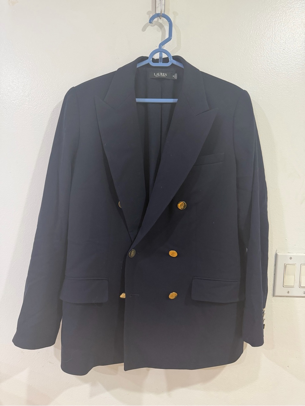 Ralph Lauren Navy Double-Breasted Blazer with Gold Buttons